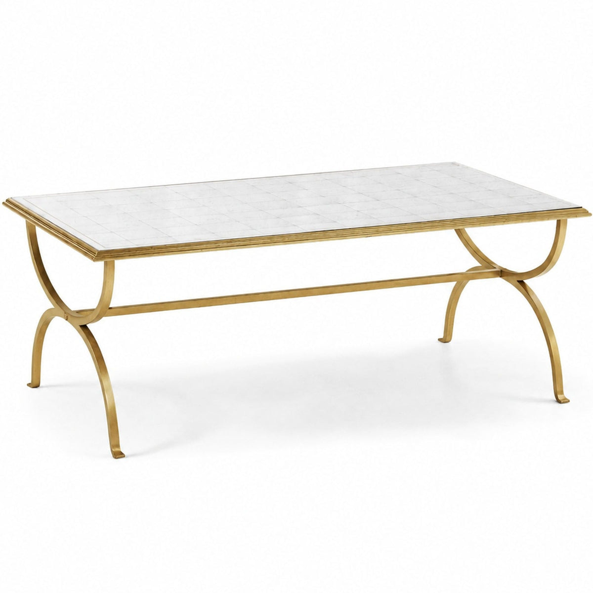 Luxe Hourglass Coffee Table in Gilded Iron and Eglomise