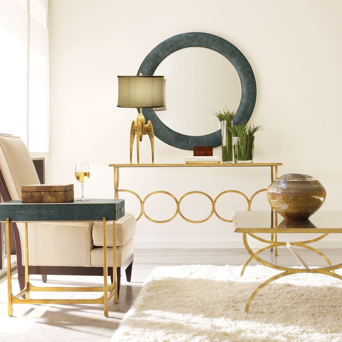 Contemporary Storage Side Table in Anthracite Shagreen