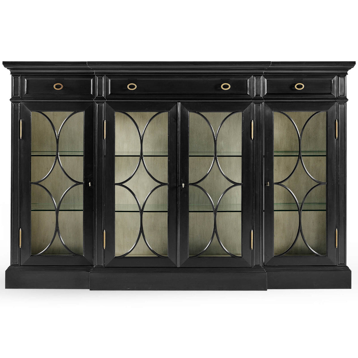 Traditional Four Door Breakfront Display Cabinet