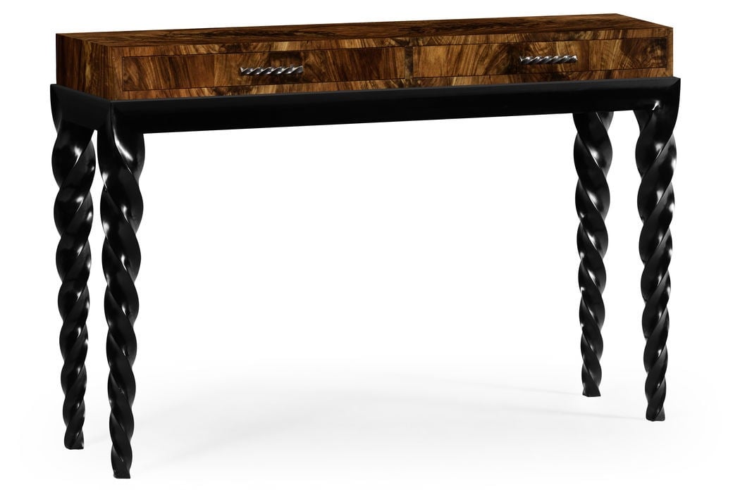 Barley Console Table with Drawers in Black