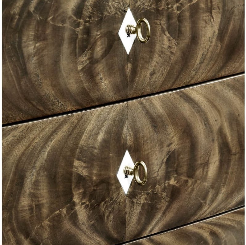 Small Bleached Mahogany Chest of Drawers with Bone Inlay