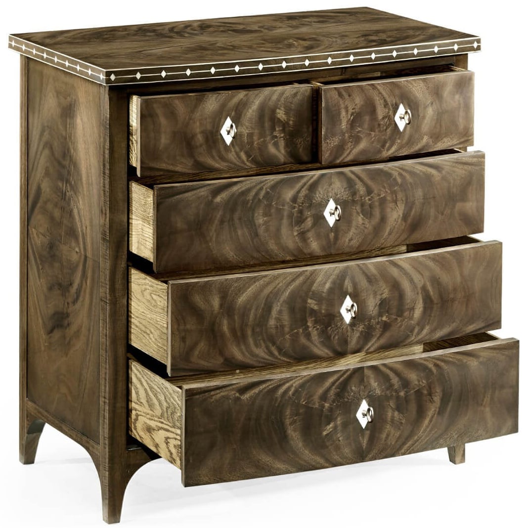 Small Bleached Mahogany Chest of Drawers with Bone Inlay