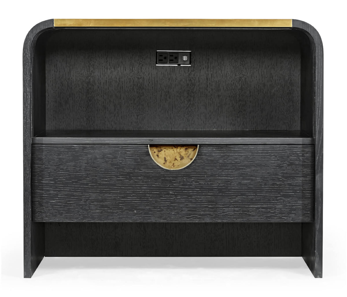Ebonised Oak Curved Bedside Cabinet