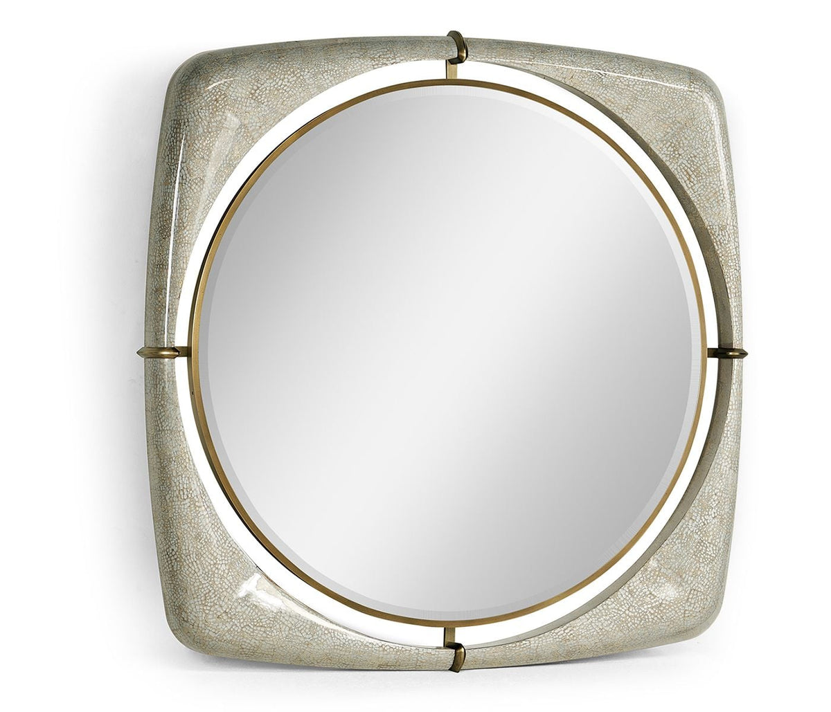 Garonne Eggshell Framed Round Mirror - Large