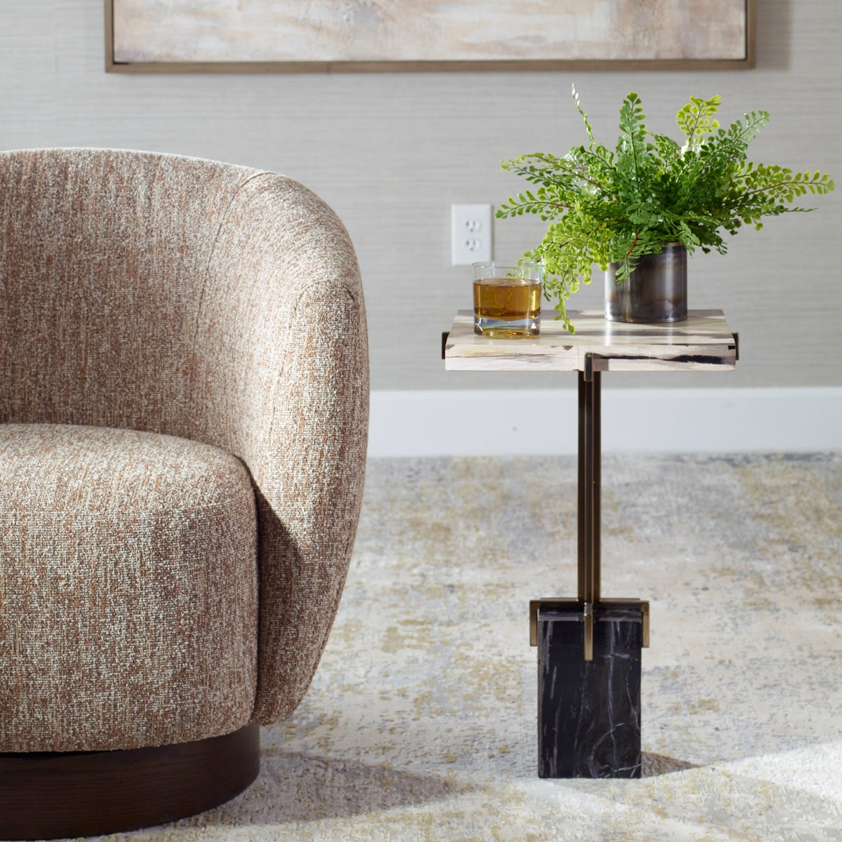 Rowman Petrified Wood Accent Table