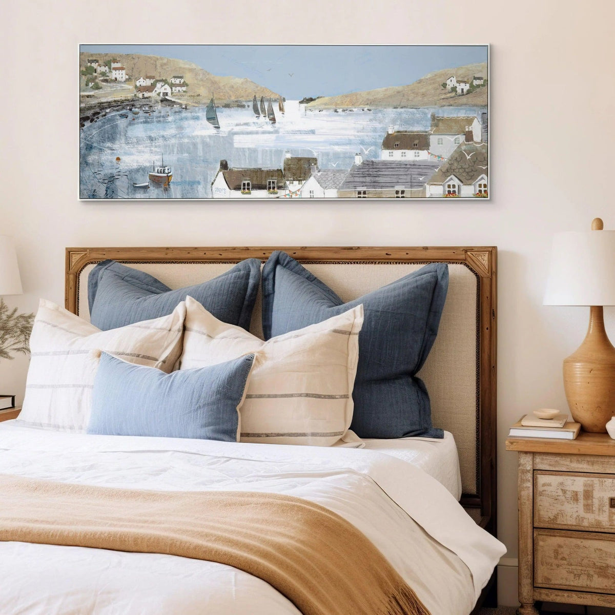 Blue Bay View Framed Canvas