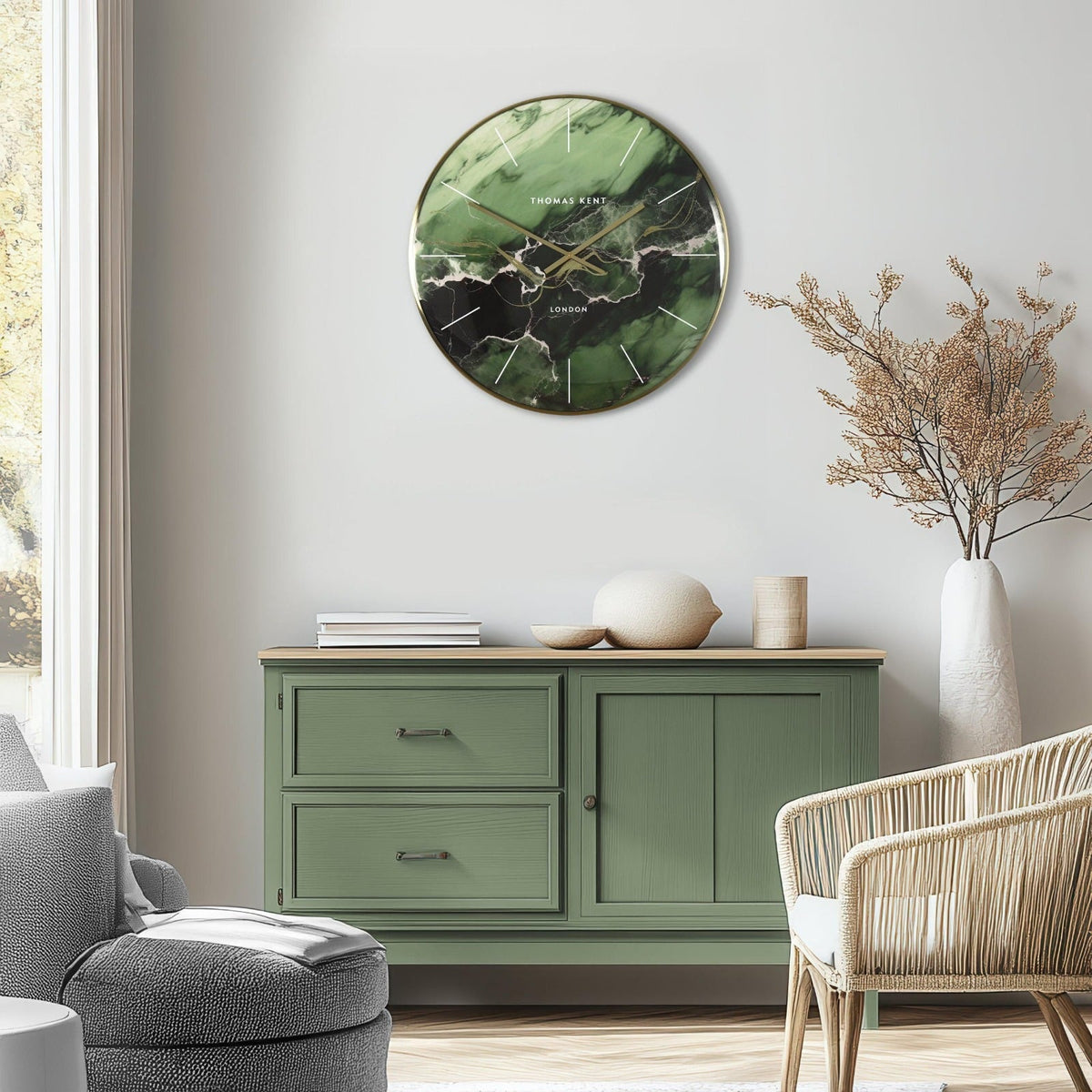 Oyster Wall Clock in Emerald