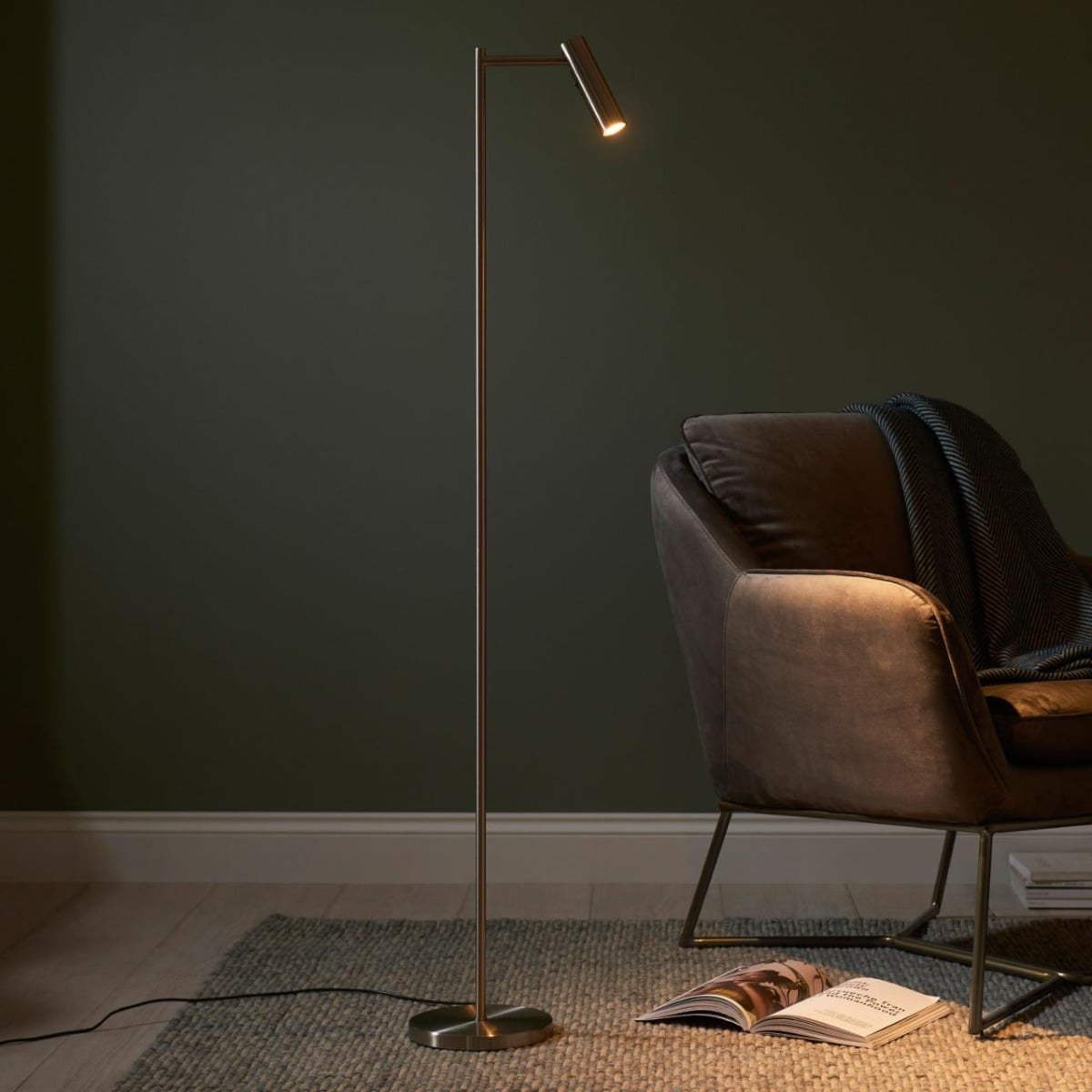 Devoted Reader 1 Floor Lamp Satin Nickel
