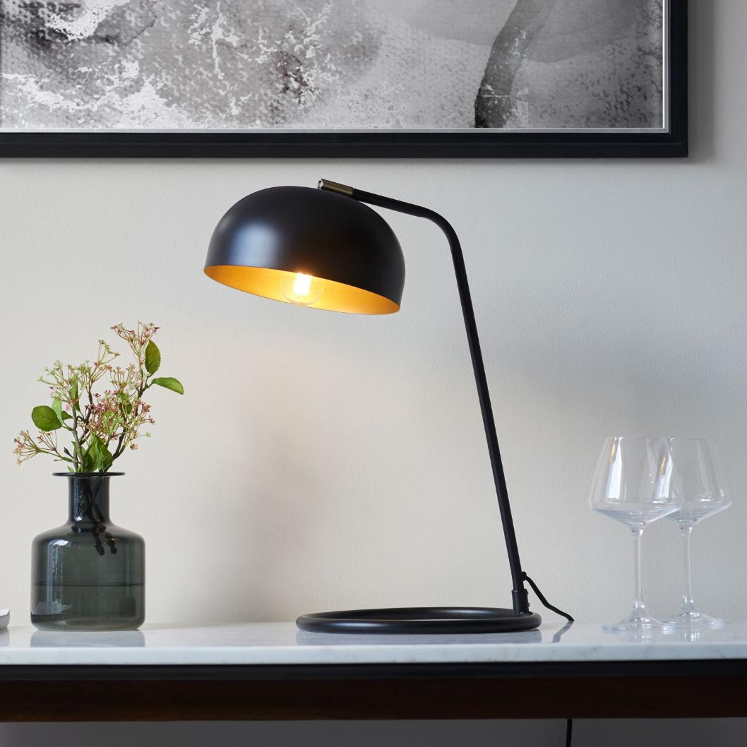Brian Table Lamp Matt Black and Antique Brass