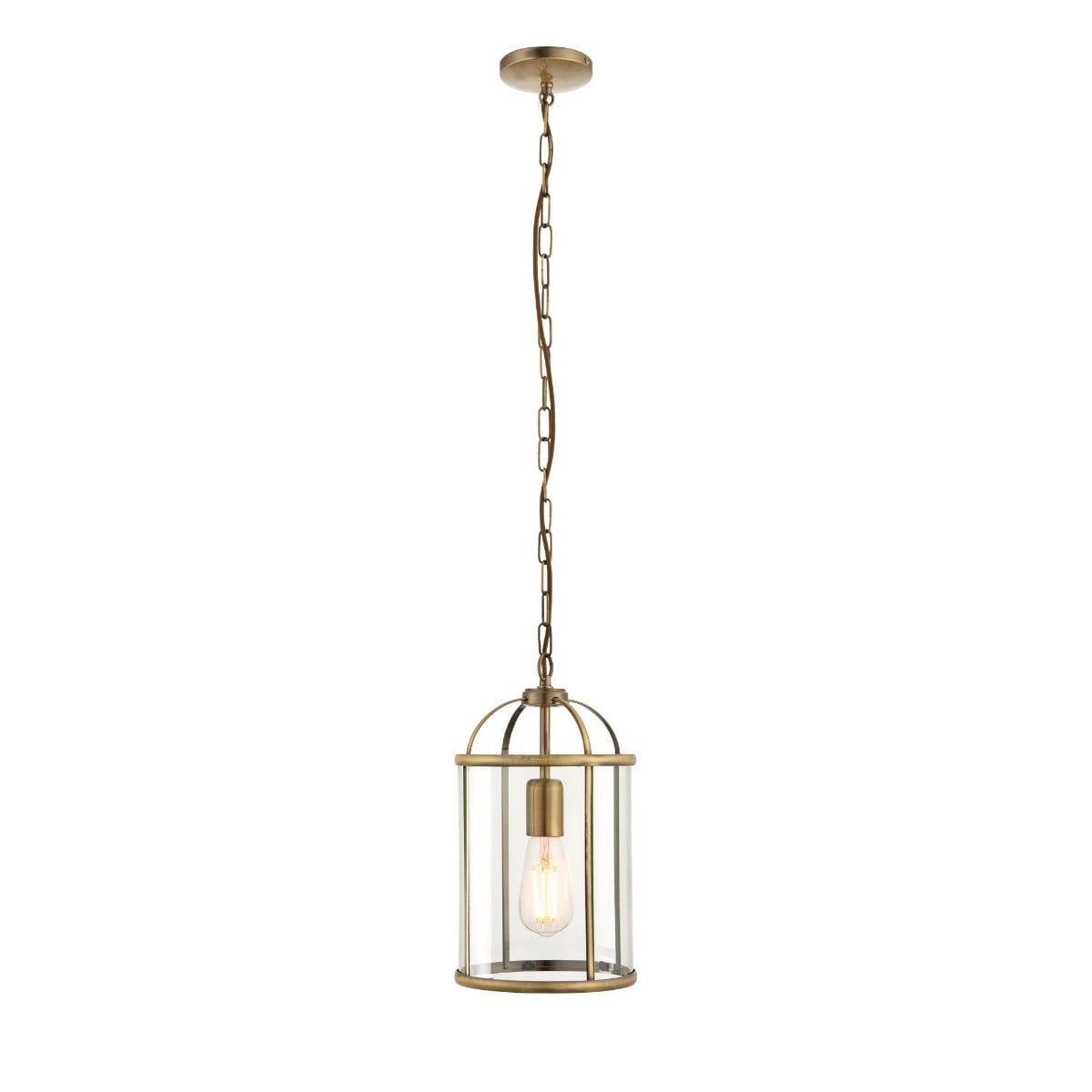Worstead Single Pendant Light in Antique Brass