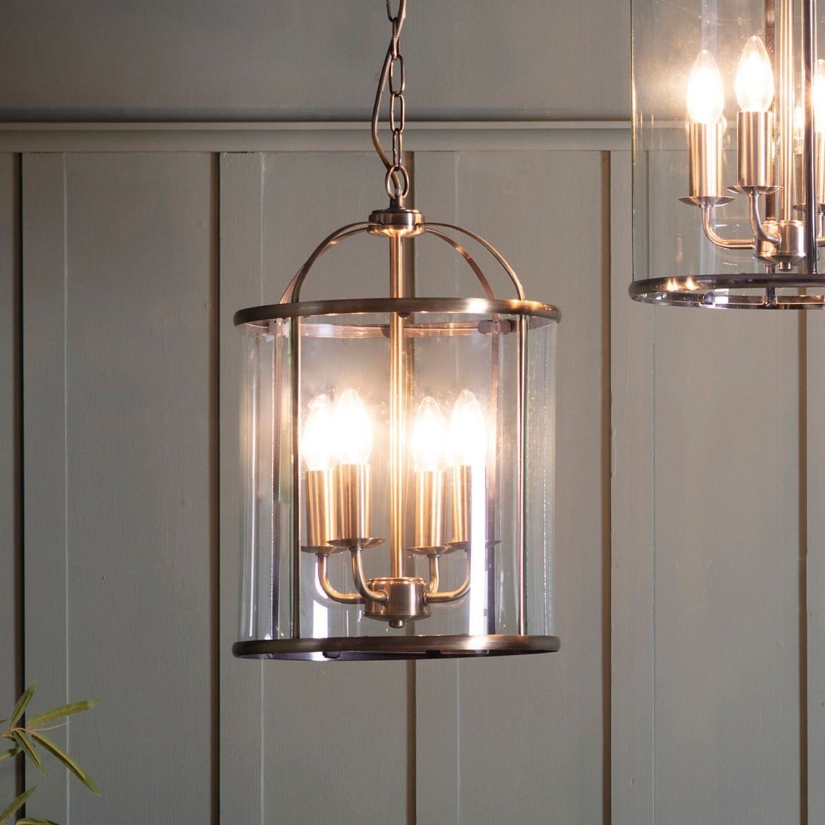 Worstead Pendant Light in Antique Brass