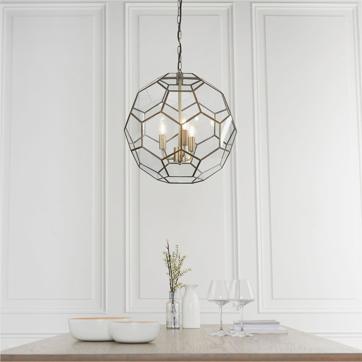 Weybourne Pendant Light in Antique Brass - Large