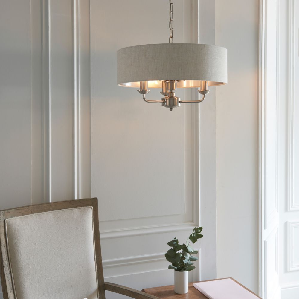 Homelea Small Pendant Light Chrome and Natural
