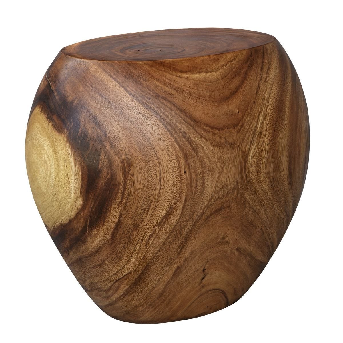 Uttermost Lomas Accent Stool made from solid suar wood with a natural organic finish, modern rustic furniture piece for living room or bedroom