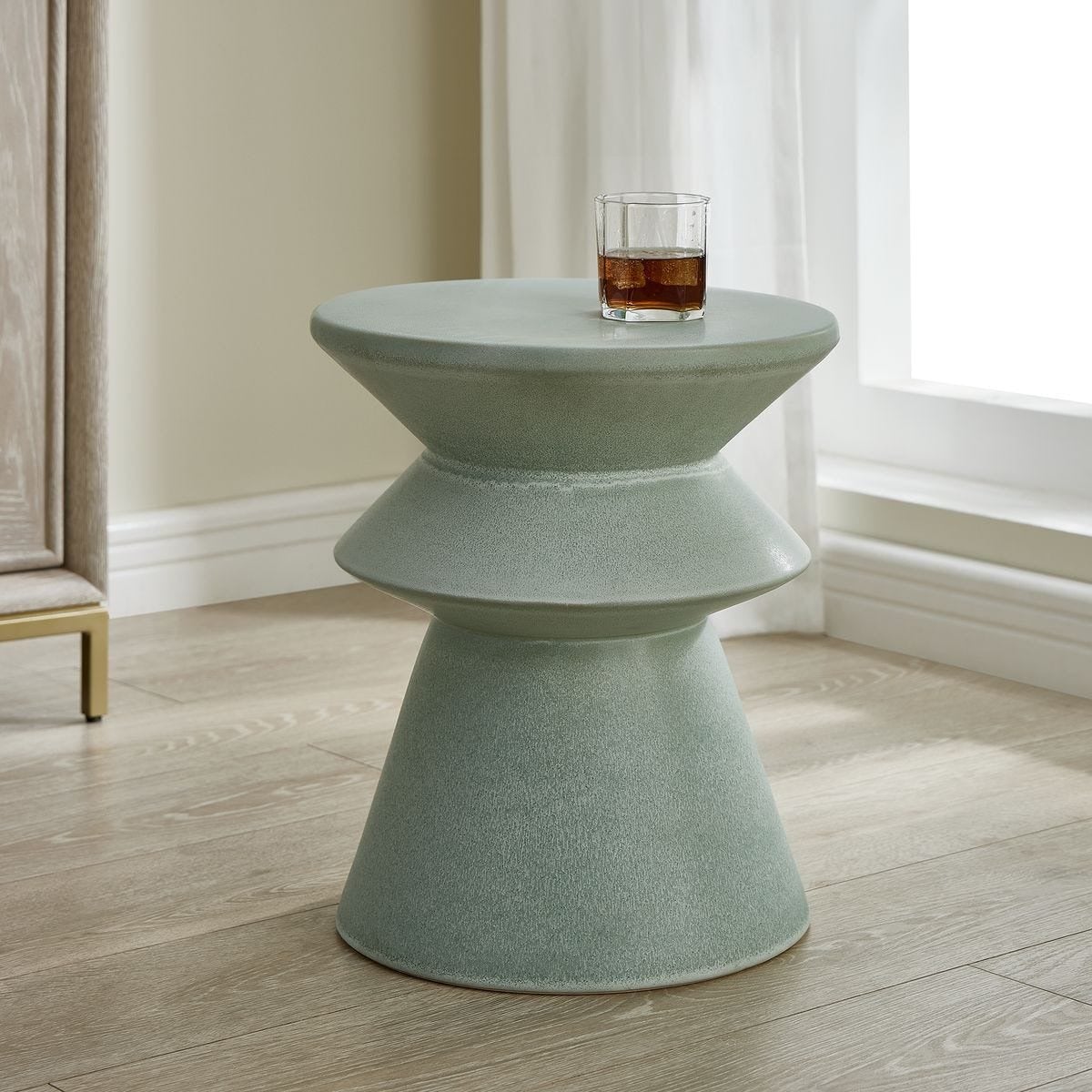 Imogene Garden Stool in Seafoam Glaze