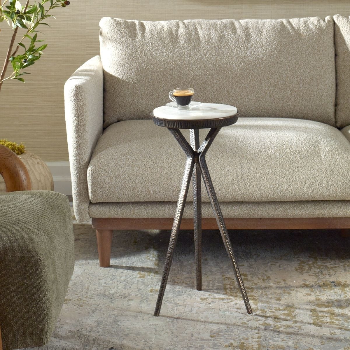 Tilton White Marble Accent Table