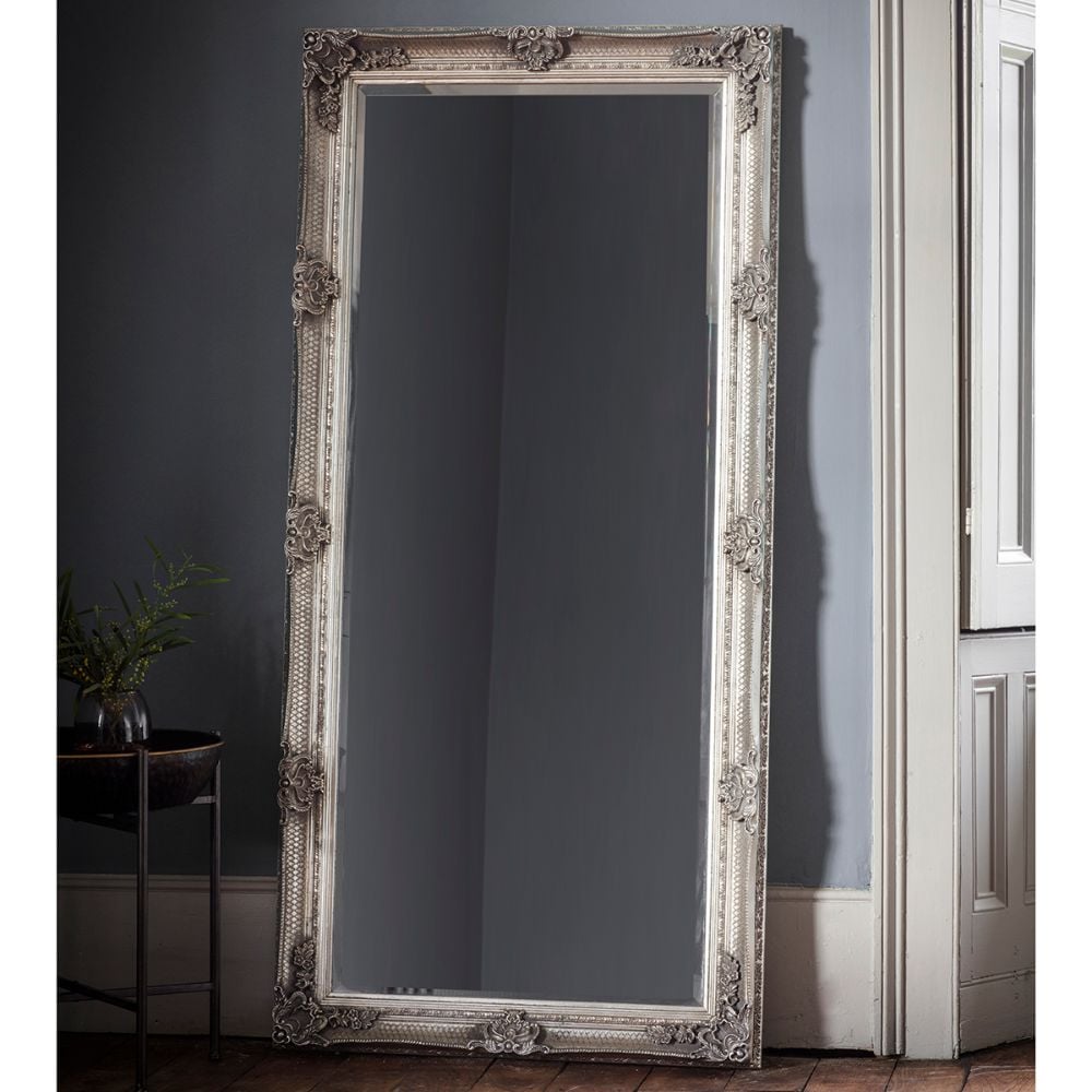 Baines Large Baroque Floor Mirror - Silver