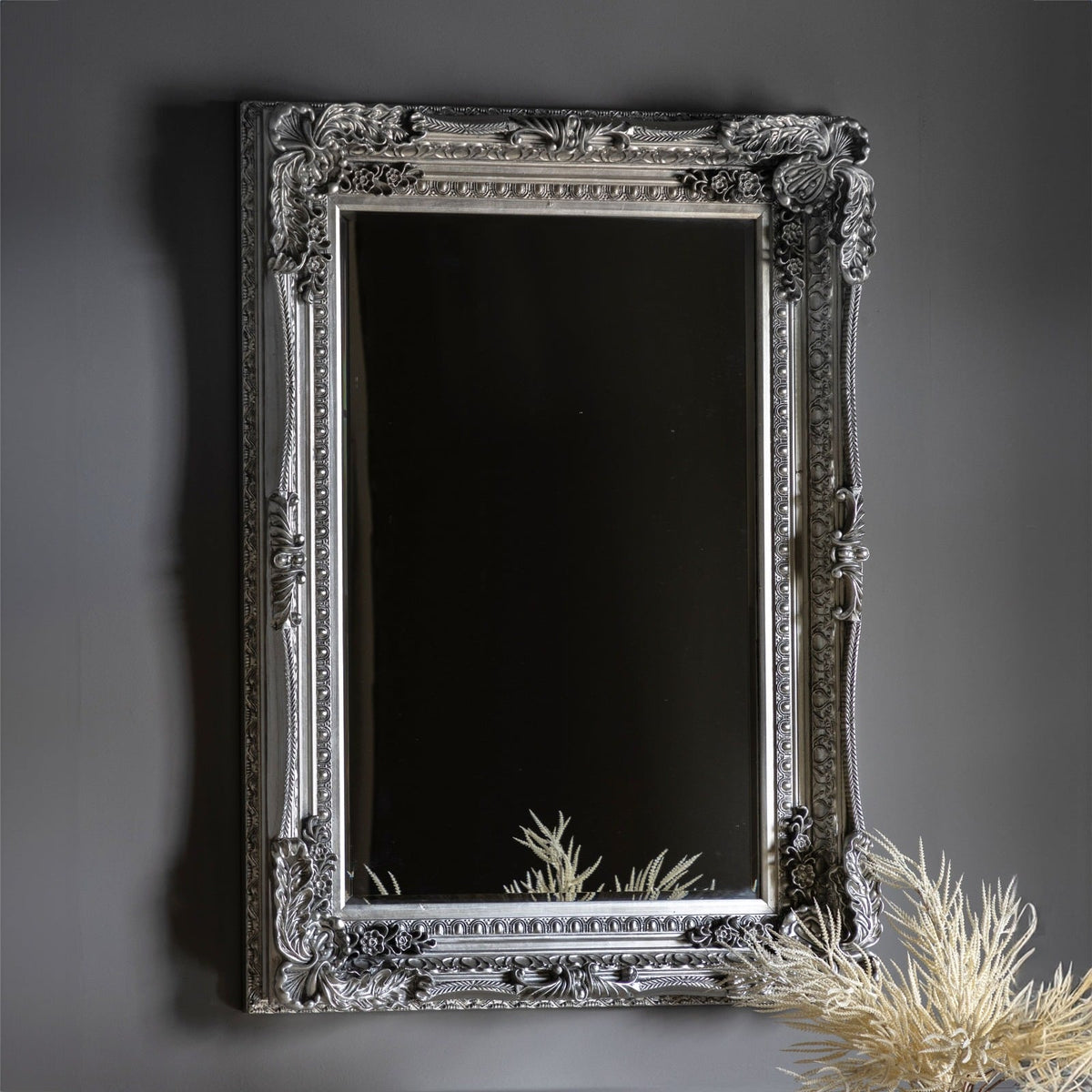 Gloucester Carved Wall Mirror in Silver