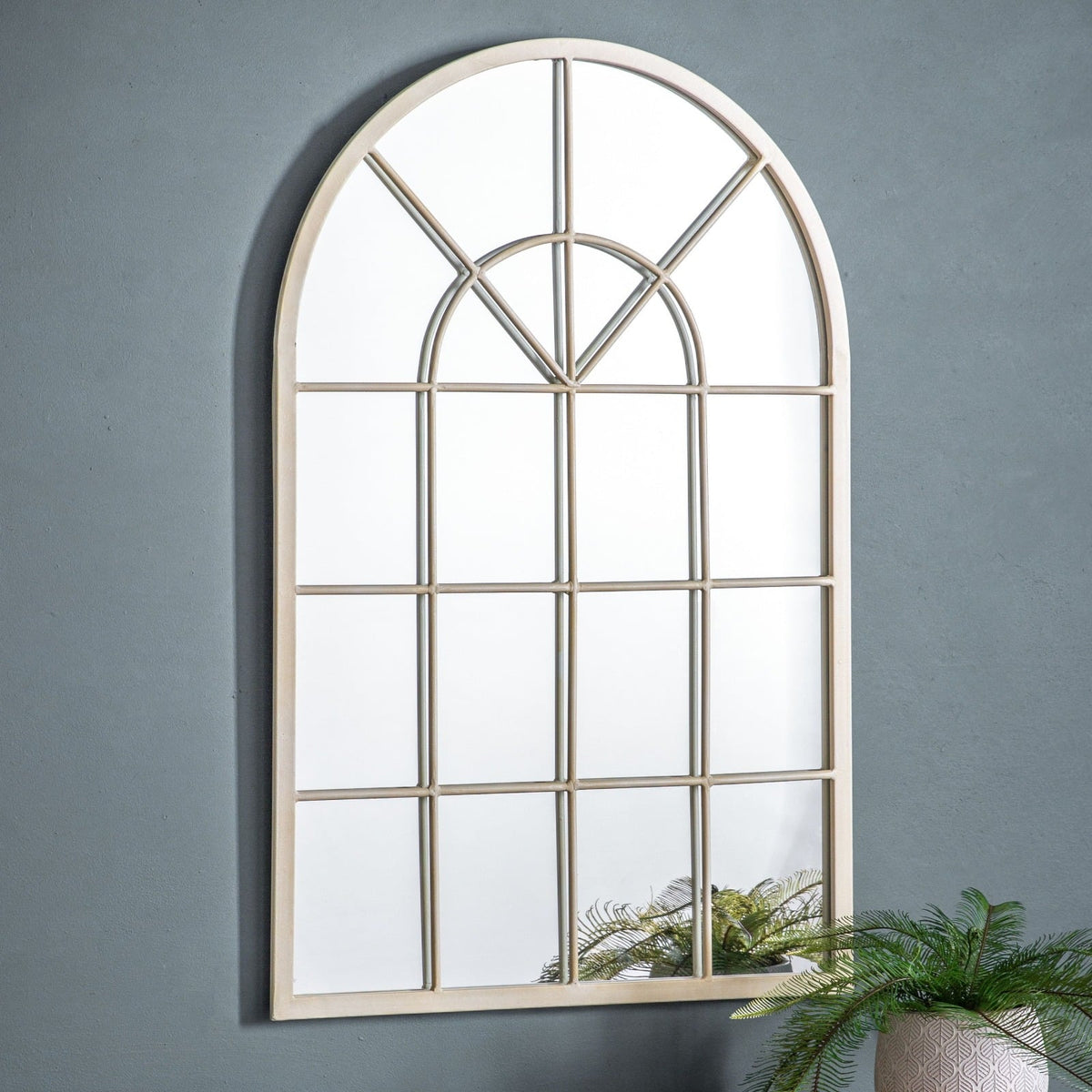 Faith Window Wall Mirror in Cream - Arched