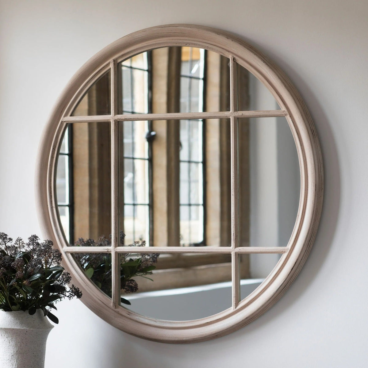 Springvale Round Window Mirror in Clay