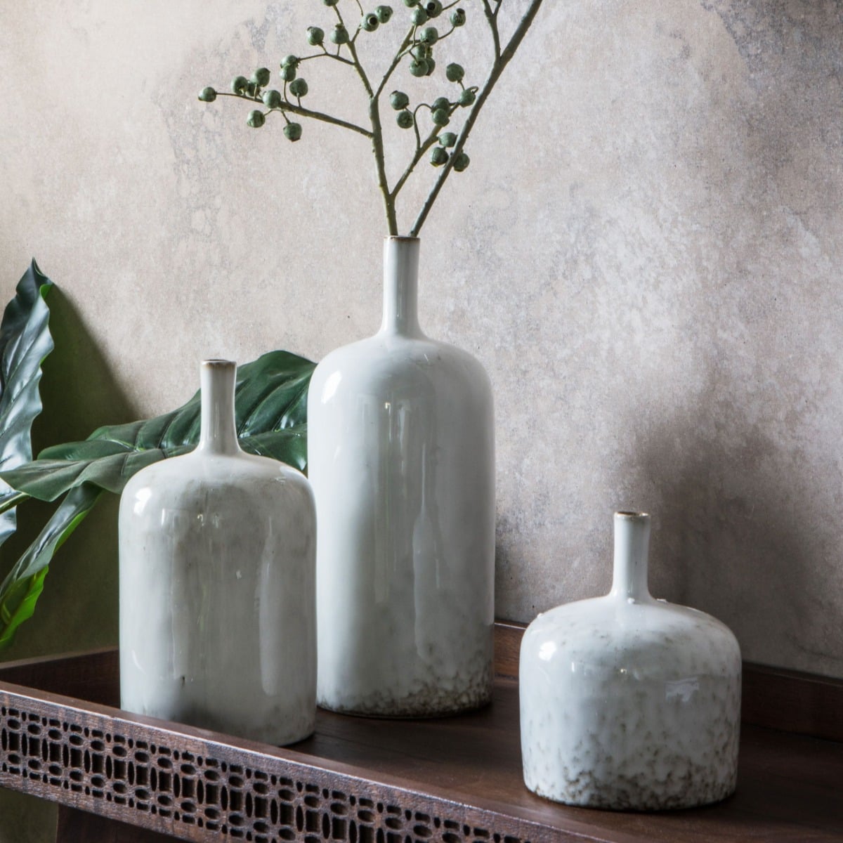 Nagao Contemporary Set of 3 White Vases