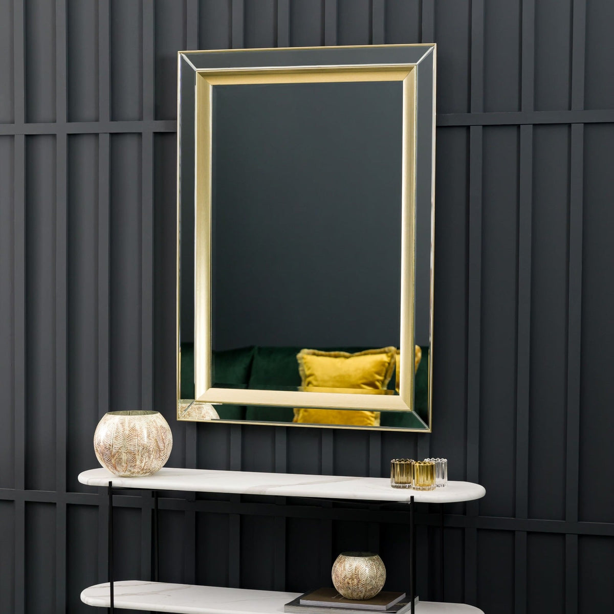 Tintern Wall Mirror in Gold - Rectangular