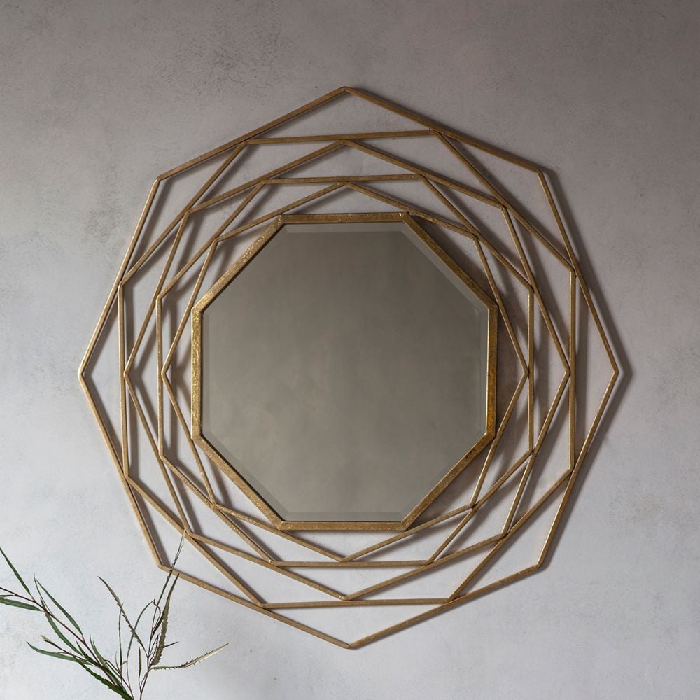 Fisher Octagon Framed Mirror - Gold