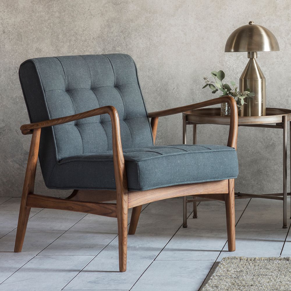 Memphis Armchair in Dark Grey Linen