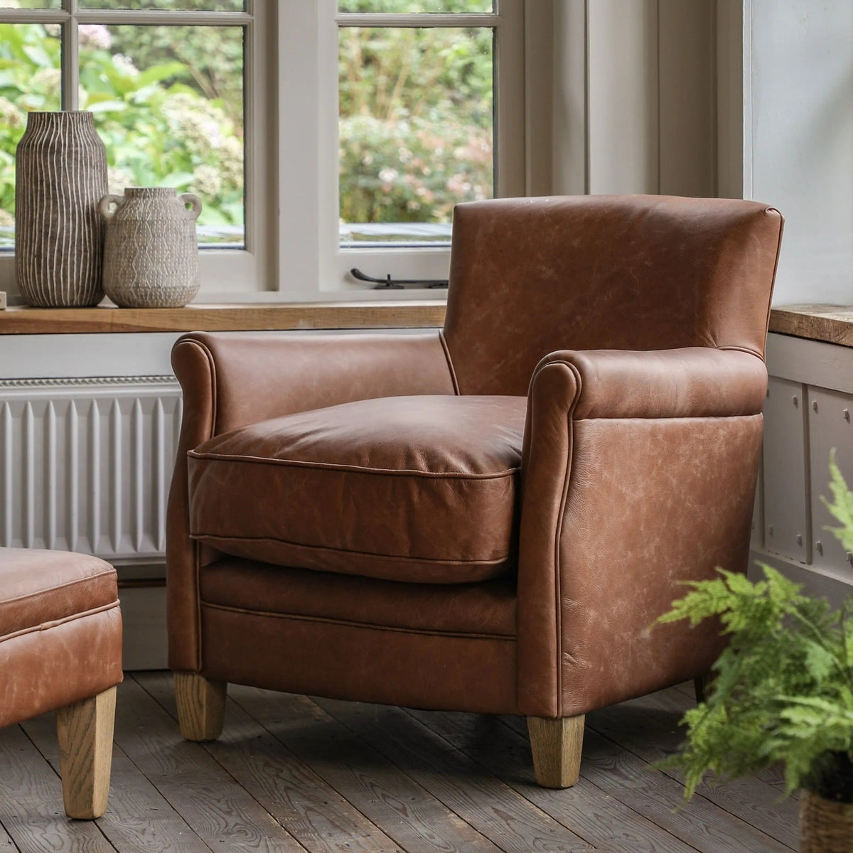 Ealing Armchair in Vintage Brown Leather