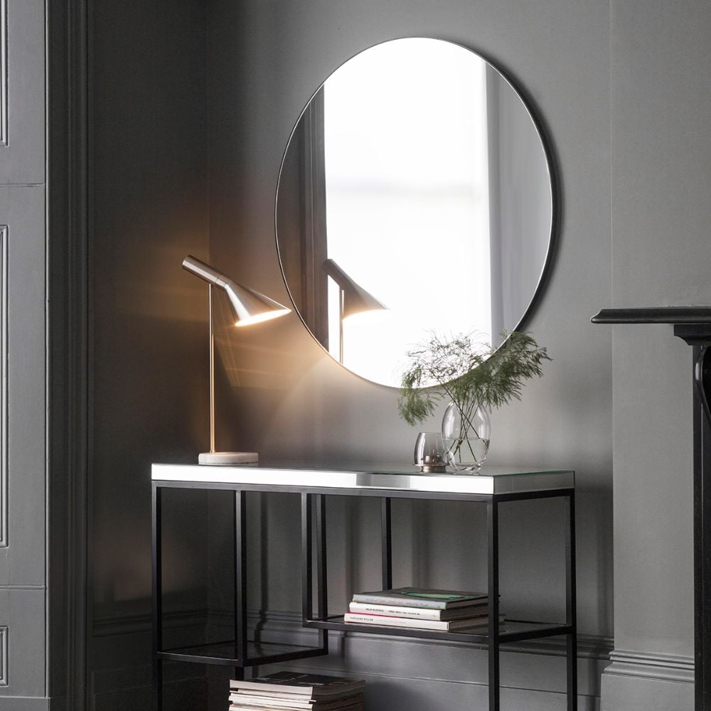 Tewkesbury Large Round Black Wall Mirror