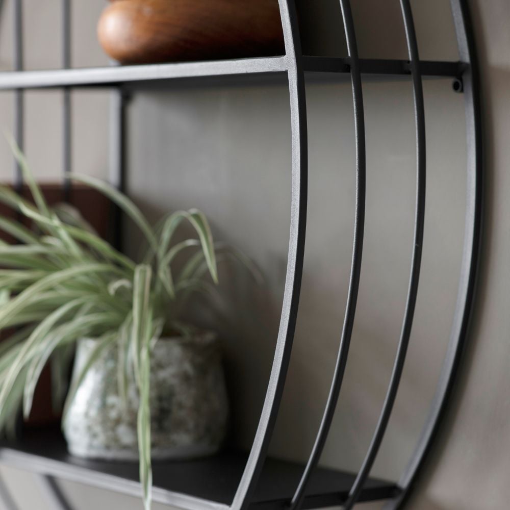 Markle Industrial Round Metal Wall Shelf