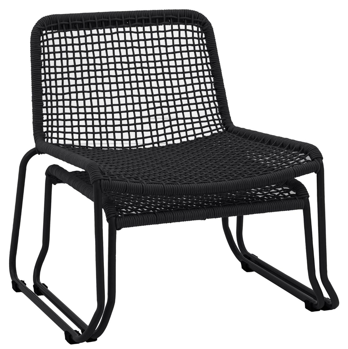 Soraya Outdoor Lounge Chair with Footstool in Black