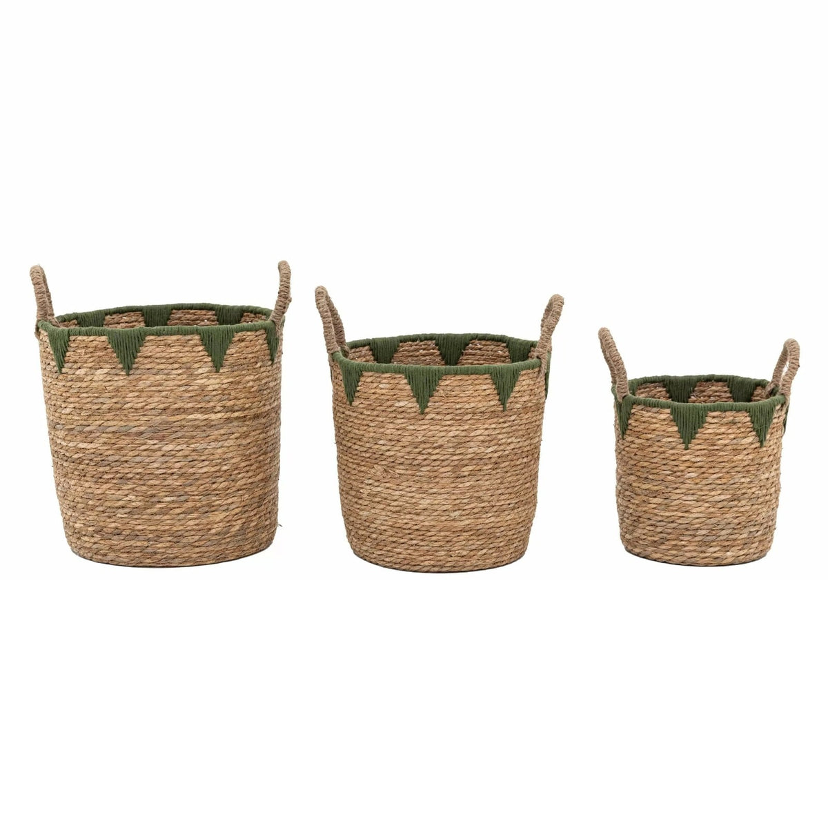 Elgon Baskets Natural and Green Set of 3