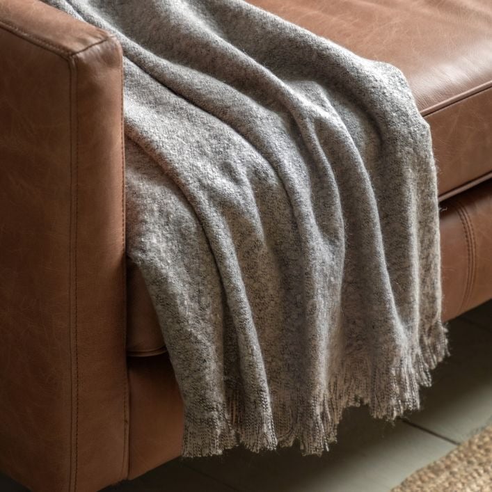 Melange Acrylic Throw in Light Grey
