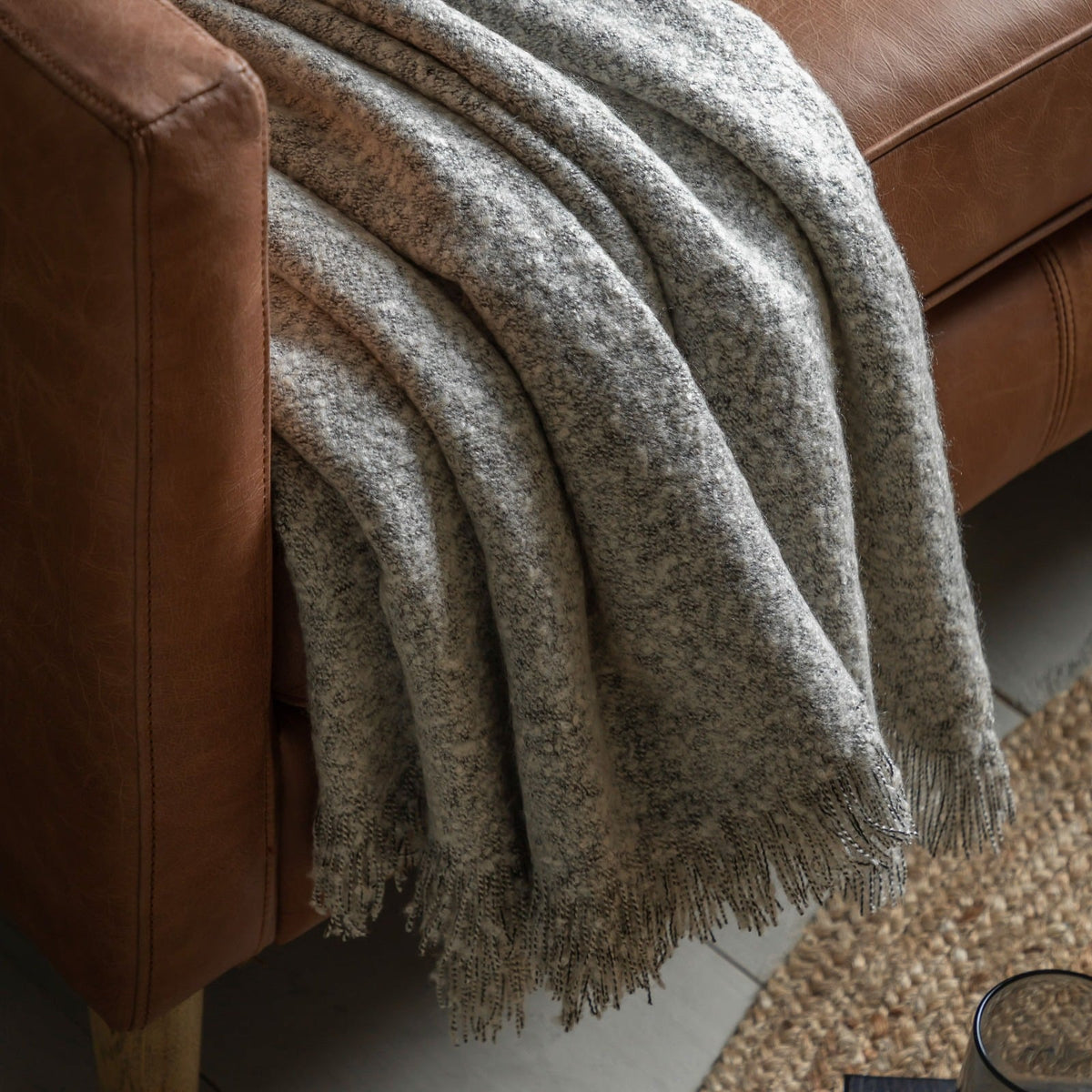 Melange Acrylic Throw in Dark Grey