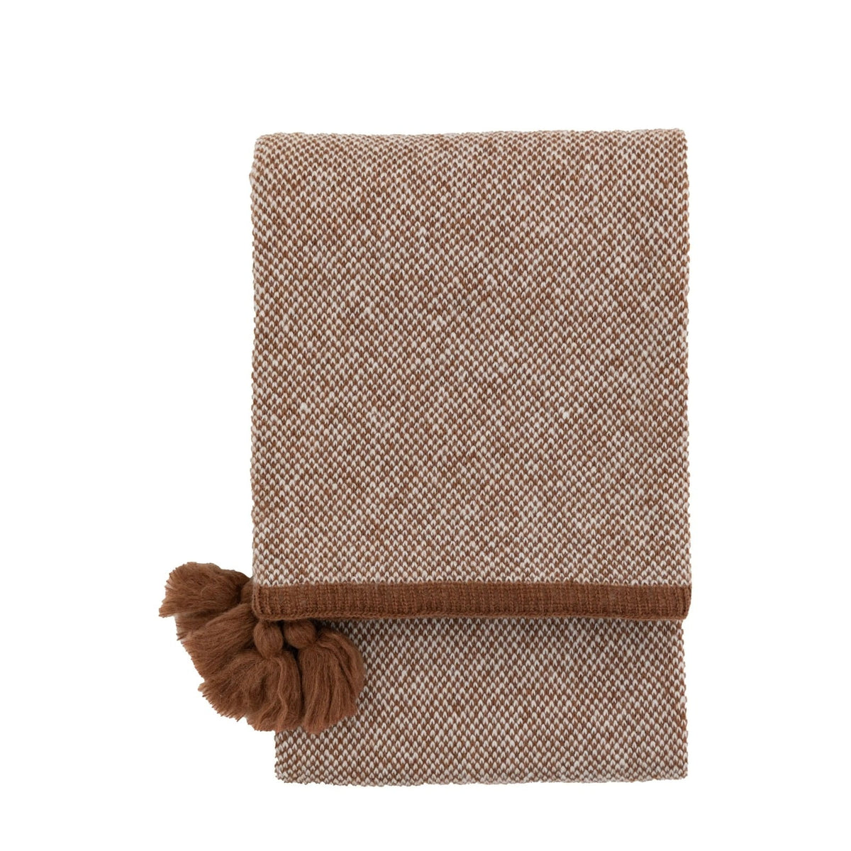 Knitted Border Tassel Throw in Rust