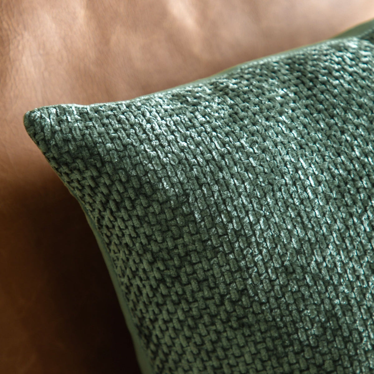 Basketweave Chenille Cushion in Olive - Set of 2