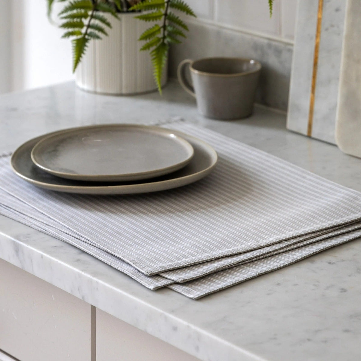 Woven Striped Placemat in Grey - Set of 4