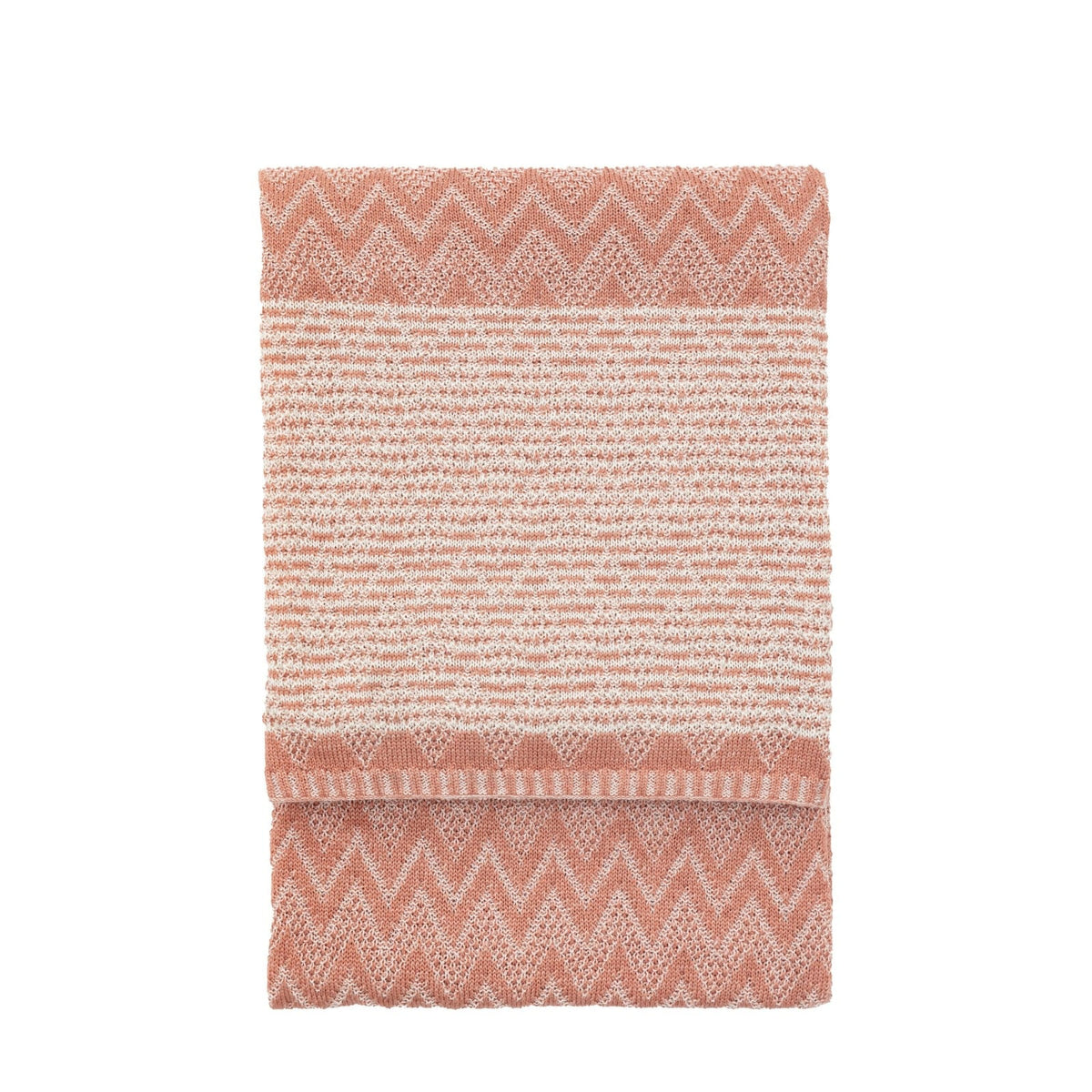 Nalu Knitted Herringbone Throw in Apricot