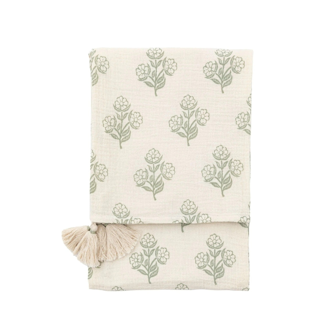 Hepple Gauze Floral Throw in Sage