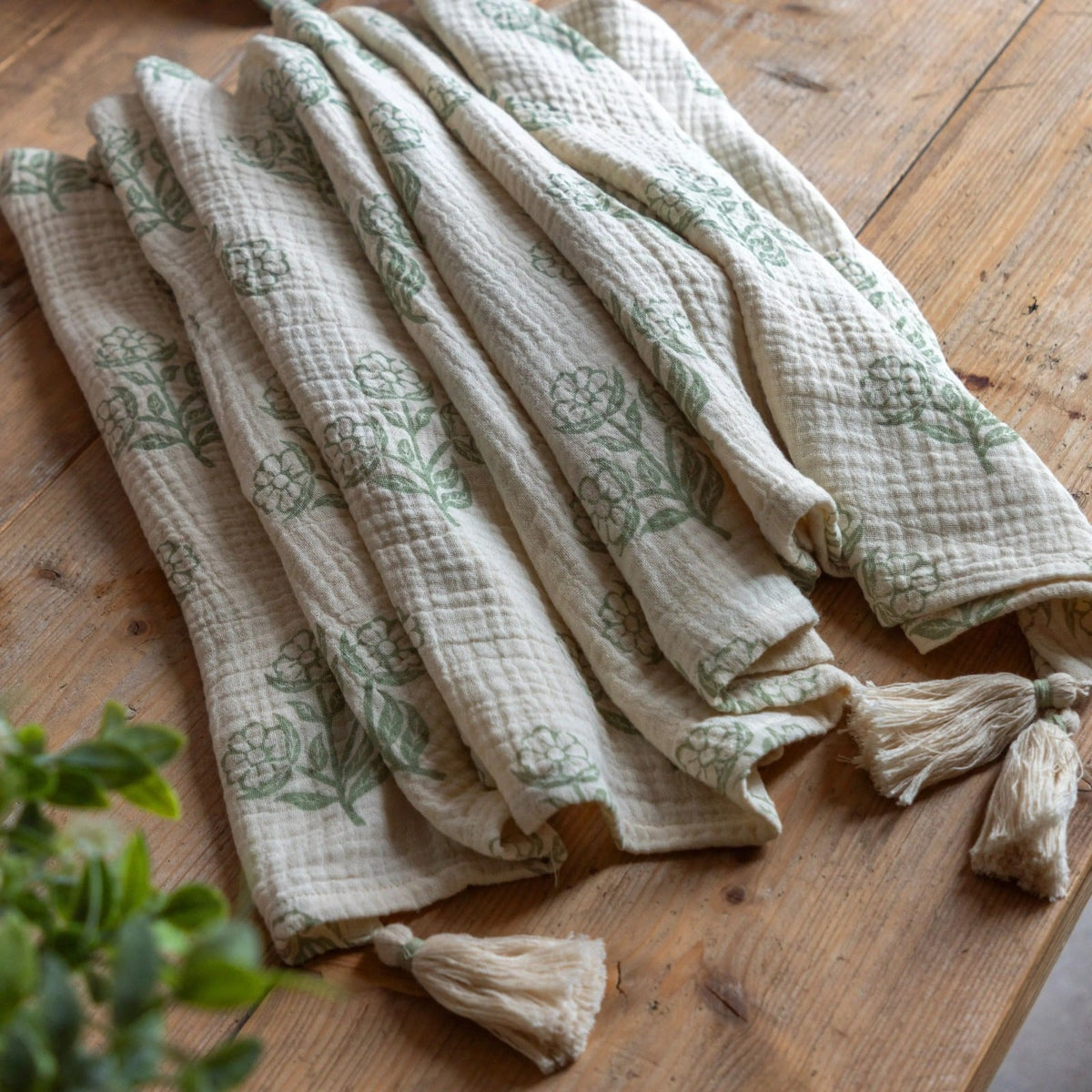 Hepple Gauze Floral Throw in Sage