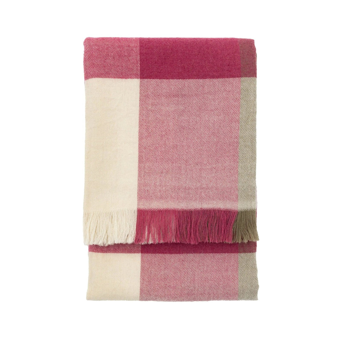 Dursley Check Throw in Cranberry & Olive