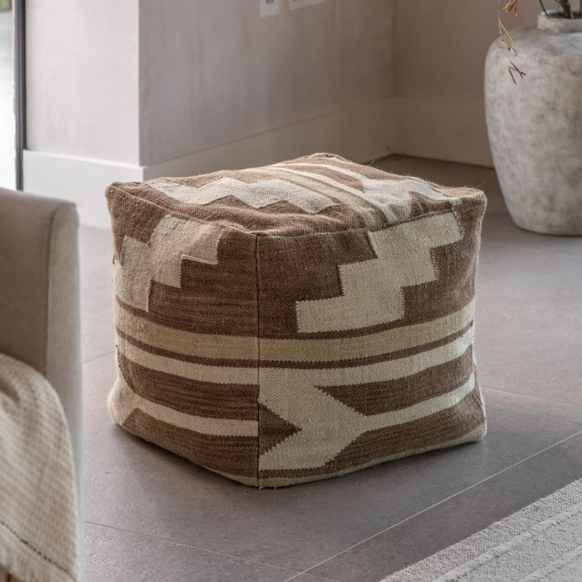 Falun Tonal Pouffe in Biscuit