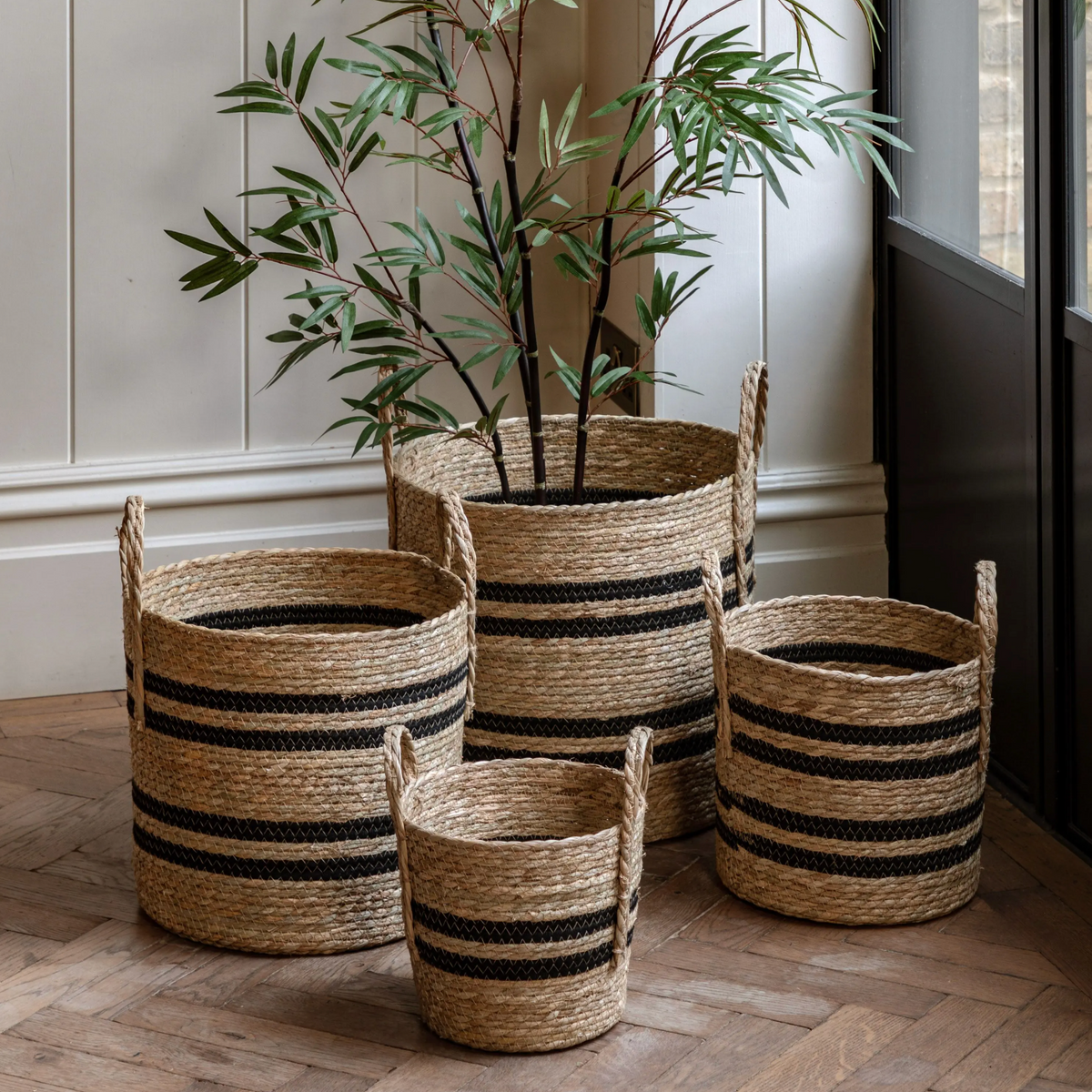 Storage Basket in Black Stripe - Set of 4