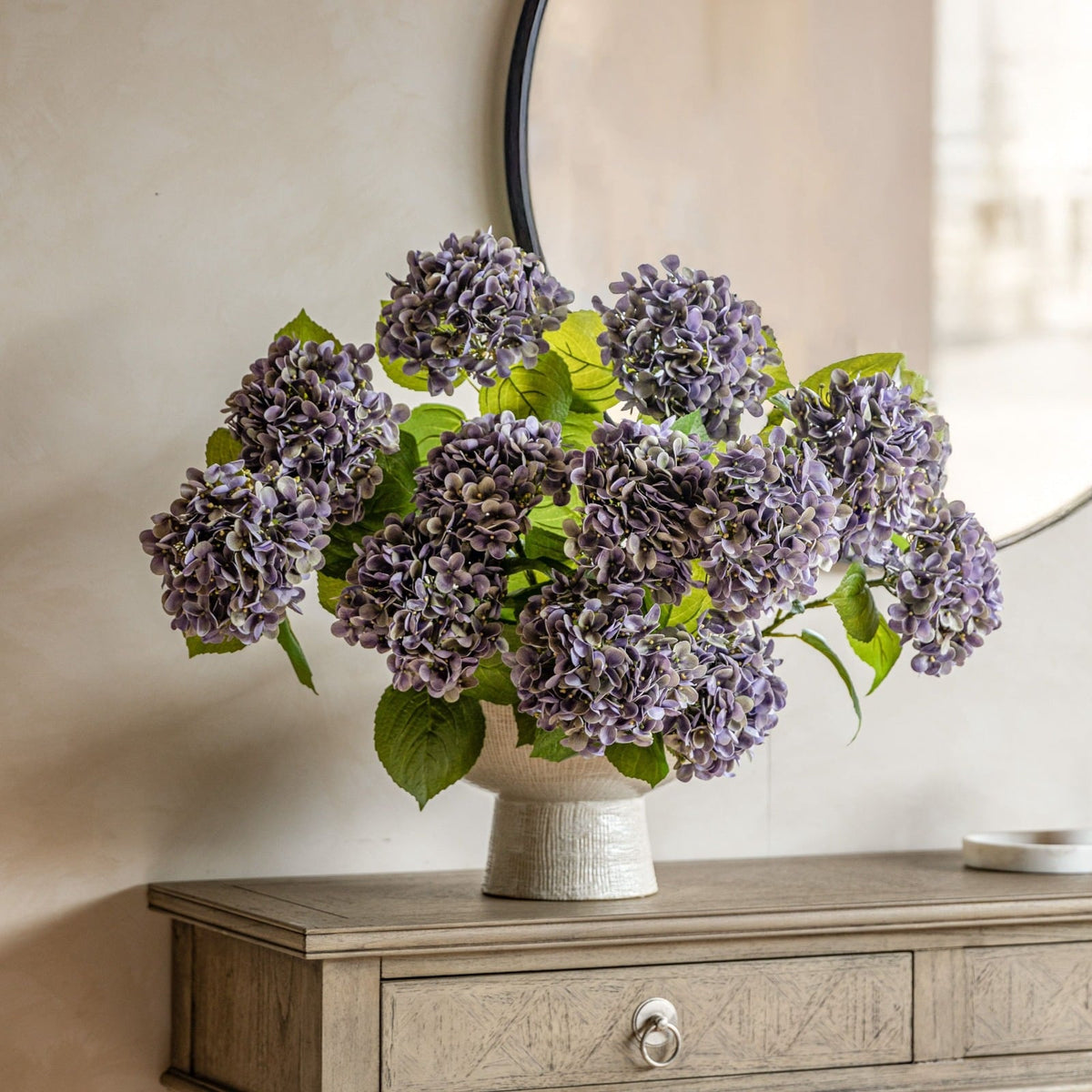 Vintage Hydrangea Floral Stem Violet Set of 12