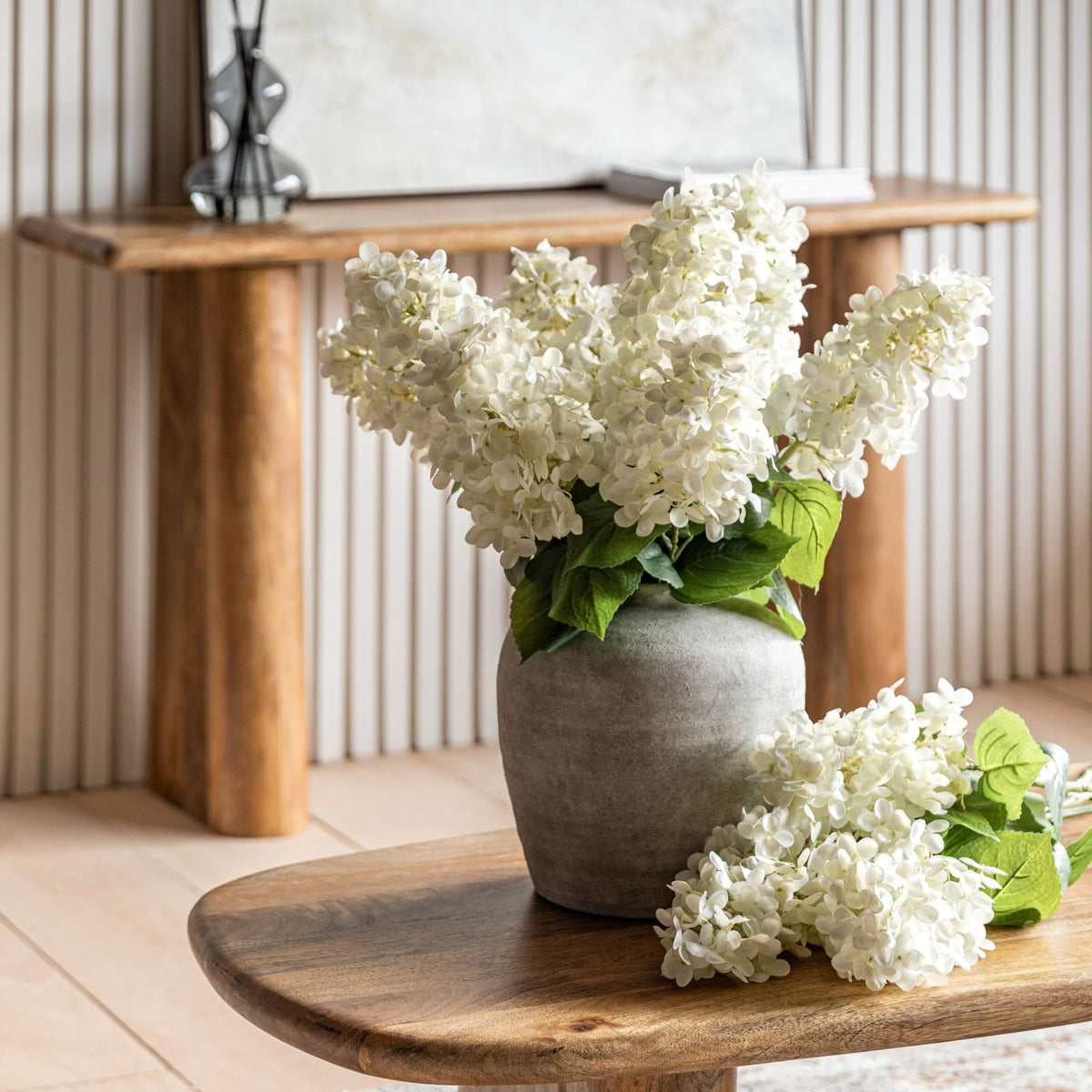 Vintage Cone Hydrangea Floral Stem Ivory Set of 12