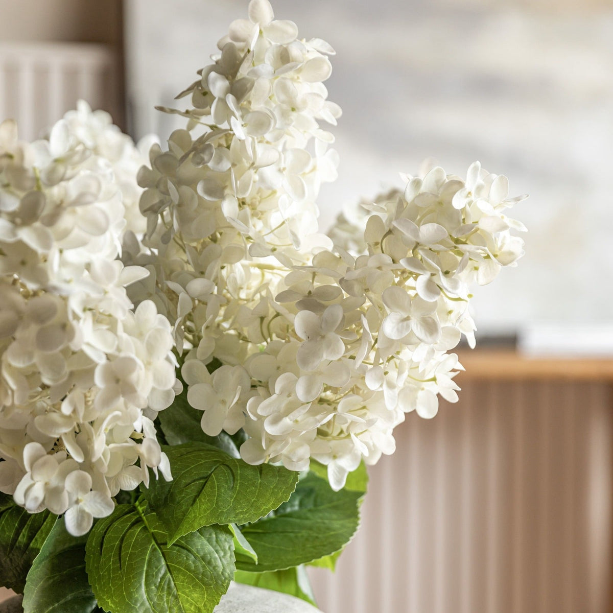 Vintage Cone Hydrangea Floral Stem Ivory Set of 12