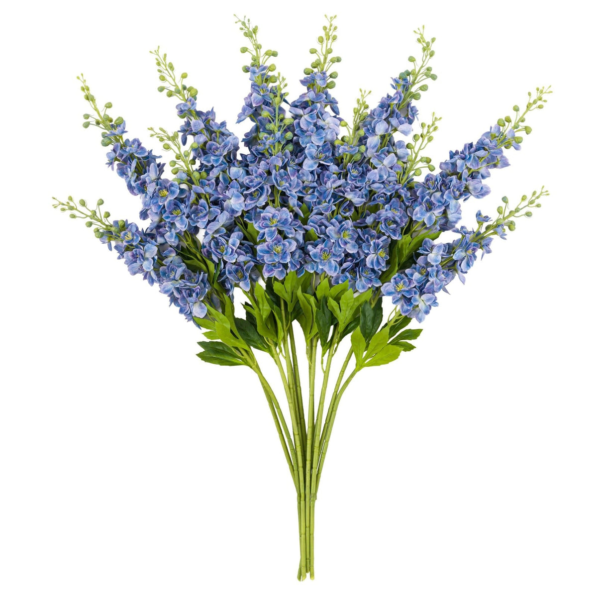 Vintage Hollyhock Floral Stem Tall Blue - Set of 12