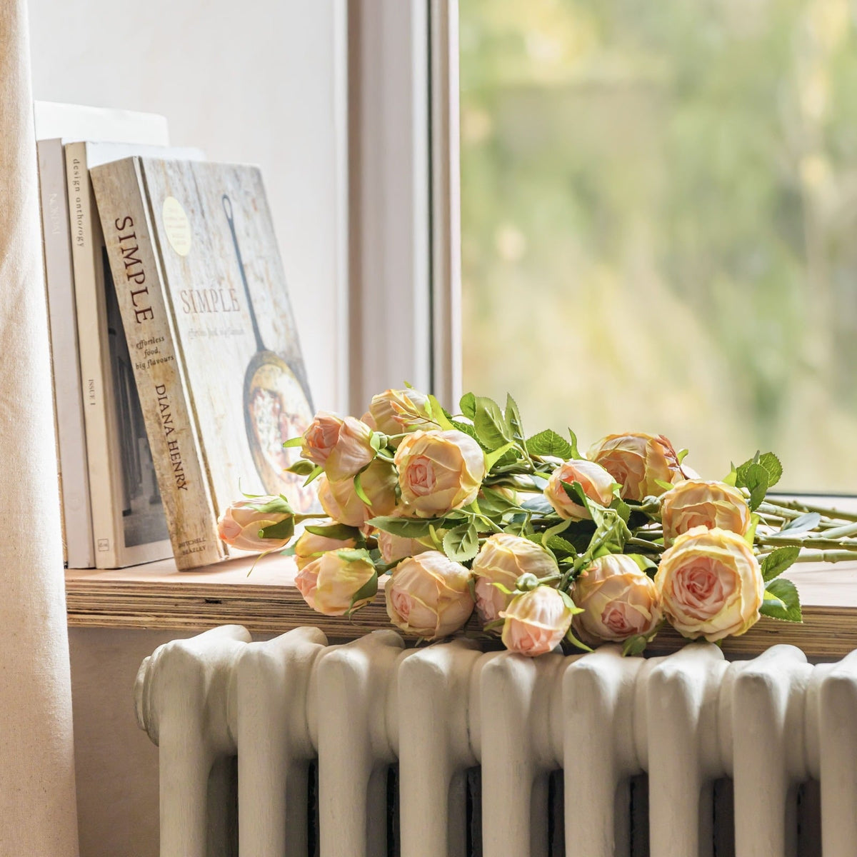 Faux Stem Vintage Rose White Set of 6