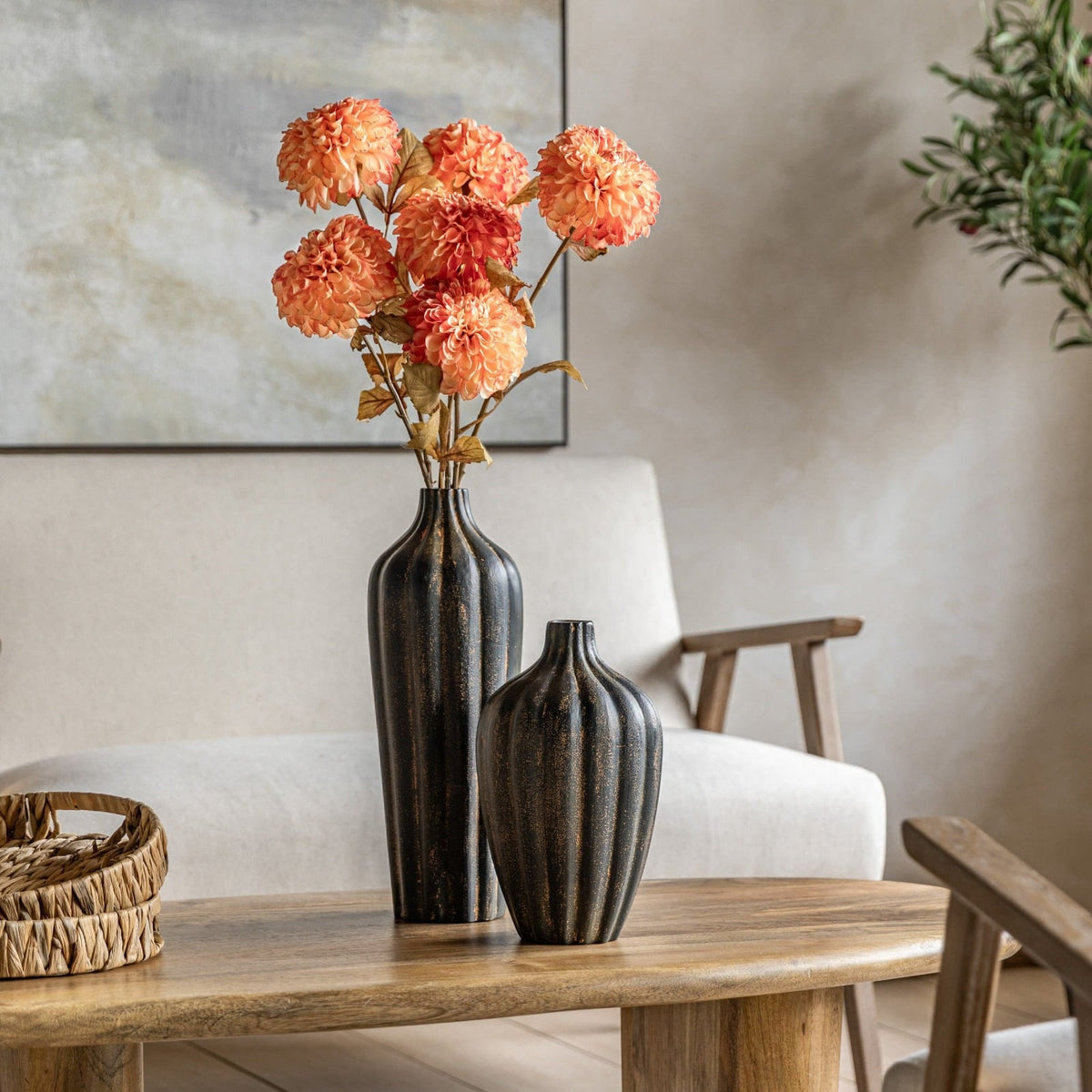 Faux Stem Dahlia in Orange Set of 6